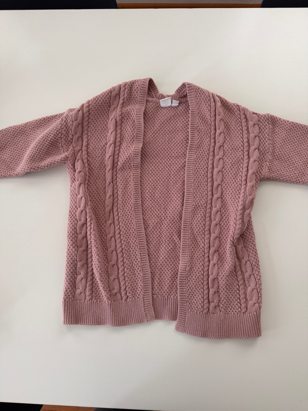 GAP Cable Knit Open-Front Cardigan - Dusty Rose Pink